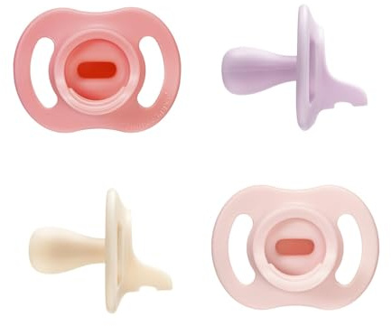 Tommee Tippee Ultra-Light StayPut Dummy, 0-6m, 4-Pack, One-Piece Silicone Soother