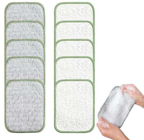 ZHCWEP Strofinaccio antigraffio bifacciale,Strofinacci in rete metallica per lavare i piatti,Stracci multiuso antigraffio per lavastoviglie,Panno in acciaio riutilizzabile (10 pezzi)