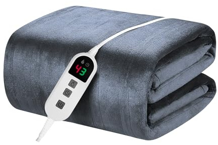 Elytsemoh Couverture chauffante électrique 160x130cm, 10 Niveaux et minuterie de 1 à 9 h, arrêt Automatique, Chauffage Complet du Corps, Utilisation sur canapé-lit ou au burea