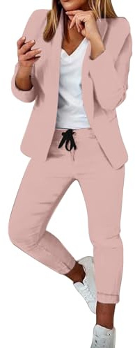Richymfa Tailleur Donna Curvy 2 Pezzi Elegante Completo da Donna Maniche Lunghe Ufficio Blazer Leggeri Completi di Pantaloni e Blazer da Cerimonia con Completo Pantalone/Gonna