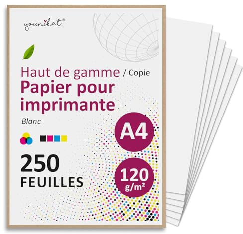 younikat Premium A4 Papper 120 g/m² 250 Vita Ark - you0157 | Papper 210 x 297 mm för laser bläckstråleskrivare utskrift pyssel kort recept