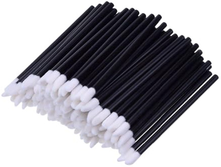 100PCS Disposable Lip Brushes, Black Disposable Lip Wands, Lipstick Applicator Lip Gloss Concealer Brushes Eyeshadow Applicator Tool Cosmetic Brush Tool