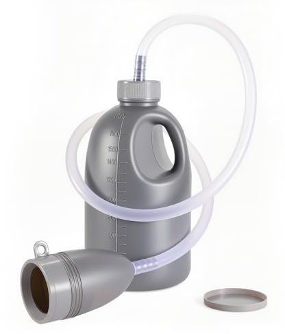 Urinflasche für Männer 1700ml Auslaufsicherer Urinal mit Deckel und Schlauch Tragbare Urinalflasche Pinkel flasche für Krankenhaus Reisen Pflege Camping