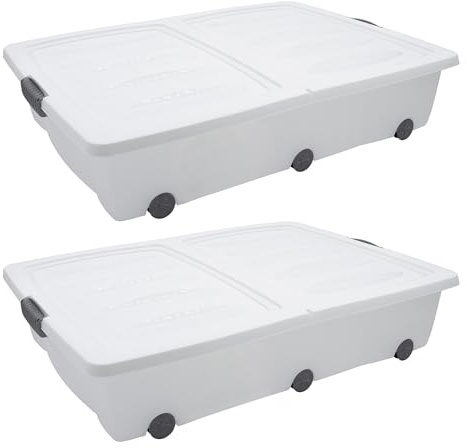 Spetebo XXL Unterbettkommode mit Klappverschluss 2er Set 60 Liter