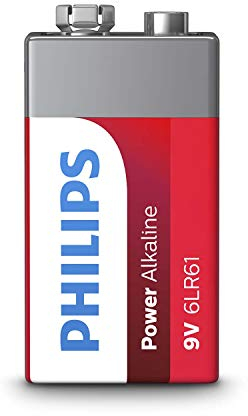 PHILIPS Batteria Alcalina 9V - 6LR61-5 Anni di Durata - 550mAh