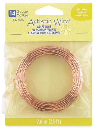 Artistic Wire, 14 Gauge Uncoated Bare Copper Craft Wire, 25 ft