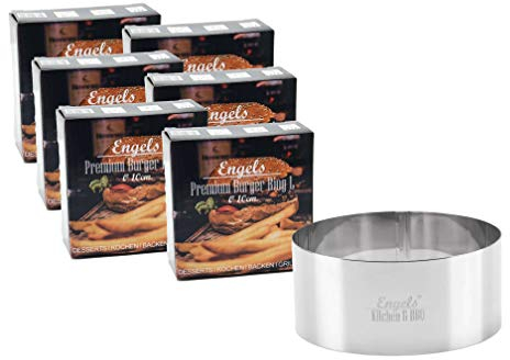 Charma Kaman 6 Stück Ø 10cm Engels Premium Burger Ringe/Dessertringe/Speiseringe (6 L, Metall)