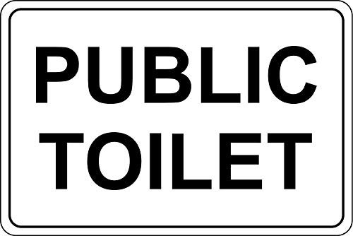 Public toilet restroom sign - 1.2mm Rigid plastic 300mm x 200mm