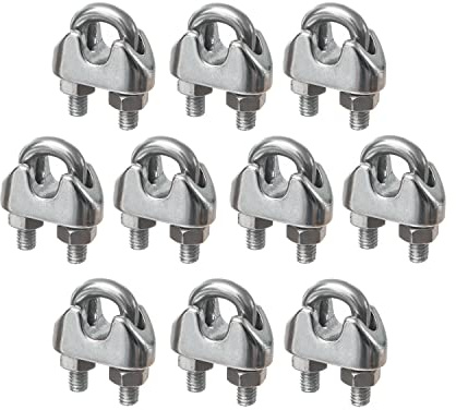 New Marine, 10 morsetti per fune in acciaio inox da 12 mm, resistenti all'acqua di mare, antiruggine (12 mm)