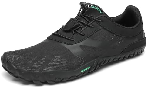 SAGUARO Unisex barfotaskor, utomhus, barfotaskor, tåskor, spårlöparskor, storlek 36–48, Ren svart, 45 EU