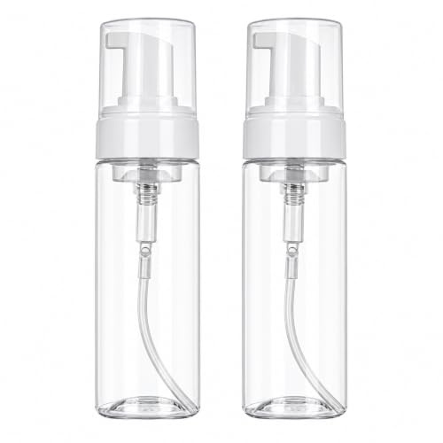 200 ml skumdispenser flaska, Beoncall 2 st genomskinliga tomma sprayflaskor plast skumdispenser flaska skum tvålpump dispenser påfyllningsbar behållare kosmetisk spray för tatuering smink och mer
