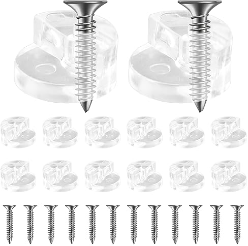 Glashalter Klammern Kunststoff, JUPSK 52 Stück Möbel-Zubehör Glas-Clips mit 52 Schrauben, Transparente Glashalterungs zur Befestigung für 3-4 MM Dickes Glas und Glasschranktüren