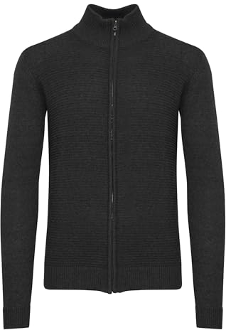 Indicode IDRickert Herren Strickjacke Cardigan Grobstrick mit Stehkragen Reißverschluss Baumwollmischung Regular fit, Größe:M, Farbe:Charcoal Mix (915)