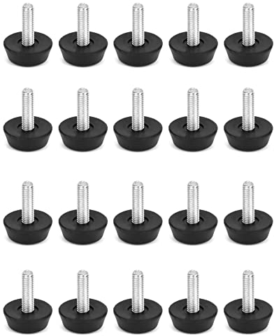 QWORK® Verstellbare Möbelfüße Stellfüße, Schraubfüße, M6x20mm, 20 Stück, Schwarz