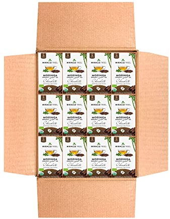 Miracle Tree - 12 Count of Organic Moringa Superfood Tea, 25 Individually Sealed Tea Bags, Chocolate (Keto, Detox, Energy/Immunity Booster, Vegan, Gluten-Free, Organic, Non-GMO, Caffeine-Free)