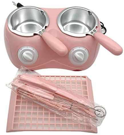 Dubbel elektrisk chokladsmältdegel, elektrisk fondue-smältningsmaskin, smältdegel för hemgodischokladtillverkning Köksredskap Dubbelgryta (inkluderar gratis tillbehör)
