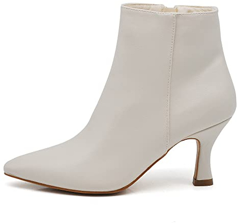 IF Fashion Tronchetti Stivali Stivaletti A Punta Scarpe da Donna Con Tacco MP413 panna N.41