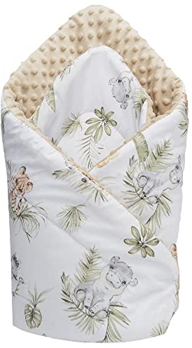 Medi Partners Saco de Dormir recién Nacido Minky 100% Algodón 75x75cm Todo el año Croissant para niños Multifuncional Antialérgico (Safari con Minky Beige)