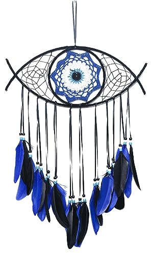 Tiardey Mauvais œil Attrape-rêves Porte-Bonheur Attrape-rêves Oeil Fait à la Main Plume décoration Murale Ornements pour la Maison