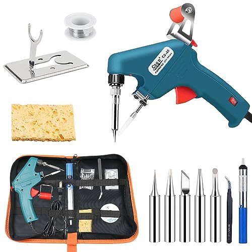 Fer à Souder Kit, Fer à Souder Kit de Soudage 60W Pistolet à souder Outil de soudage à une main avec Outil de Kit de Fer à Souder 10 en 1,pour l'électronique et les réparations