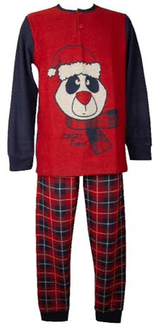 CRAZY FARM Pigiama Uomo Caldo e Morbido Invernale Punto Milano Manica Lunga Collo Serafino Articolo 15902 Pigiama Serafino, 2789 Red, L