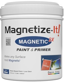 Magnetize-It! Pintura magnética para paredes con imprimación (base de agua), color azul, 1 L, 1000 ml, adhesivo extra decorativo, de color azul