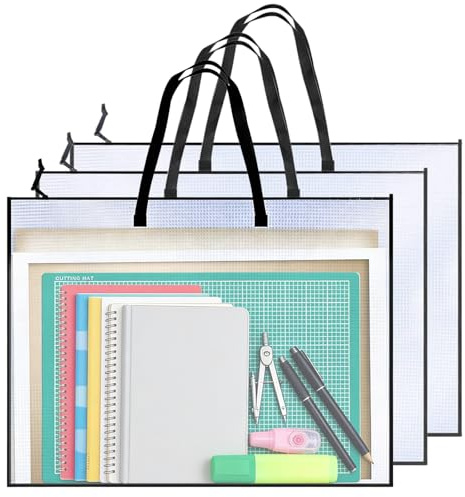 WEGREAT 3 carpetas A2: material respetuoso con el medio ambiente, carpeta de arte A2, diseño transparente, carpeta de dibujo A2, gran capacidad, para escuela y oficina, 25 x 19 pulgadas