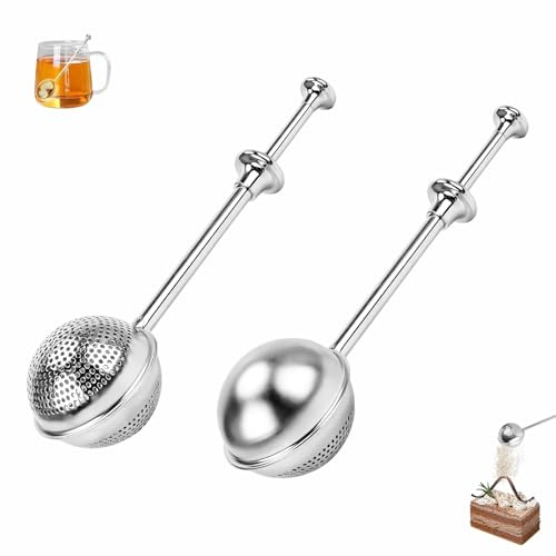 2 Piezas Colador de Té de Acero Inoxidable 304 Infusor de Te con Mango Telescópico Filtro de Té de Bolas para Te Suelto Harina Especias y Azúcar en Polvo