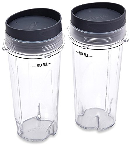 Nutri Ninja Blender Cup Blender Cup - 2 Pack - 16 Oz. Single Serve To Go Cups With Lids. Fits Ultima And Professional Series (2 Pack) Black