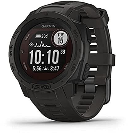 Garmin Instinct Solar, Rugged Outdoor Smartwatch with Solar Charging Capabilities, Built-in Sports Apps and Health Monitoring, Graphite