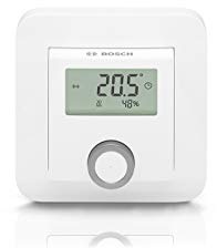 Bosch Smart Home Termostato Ambiente (2x Batterie AAA, per Termostati per Radiatore, Inclusa Indicazione dell'Umidità - Compatibile con Google Assistant e Alexa)