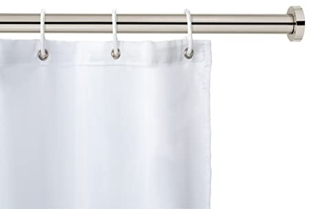 WENKO Teleskop-Duschstange Luz, ausziehbare Duschvorhangstange inkl. Wandadapter zum Klemmen, einfache Wandmontage - Befestigung ohne Bohren, aus rostfreiem Edelstahl, Ø 28 mm x 70-115 cm, Chrom