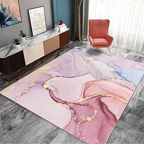 xuyuandass Bereich Teppich,3D Abstrakter Traum Rosa Gold Für Wohnzimmer Mädchen Schlafzimmer Flur Rechteck Lila Rugfashion Romantischer Nachttisch 80X150Cm,Kinderzimmerteppich