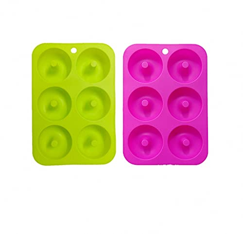 Ulalaza 2 STÜCKE Donut-Backform Antihaft 6-Kavitäten-Silikon-Donut-Form zum Backen BPA-freies Formblatt Tablett Ofen Mikrowelle Spülmaschine Gefrierschrank Sicher Einfach zu reinigen