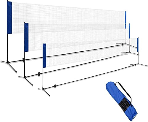 Renatone Badminton Net, 2.5' to 5' Height Adjustable Competition Training Net w/Stand & Portable Carrying Bag for Volleyball Tennis Pickleball (14.0 Feet)