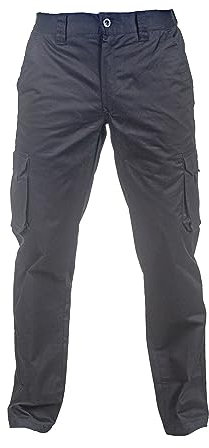 Security Lines Men's Kronos Multibolsillos Work Pants/Pantalones de Seguridad con Cremallera YKK Pantalones elásticos tamaño de Cintura - 34 a 60 (Negro, 52)