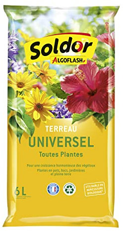 ALGOFLASH Terreau Universel Toutes Plantes, Croissance vigoureuse, UAB, Fabriqué en France, 6 L, TSOL6
