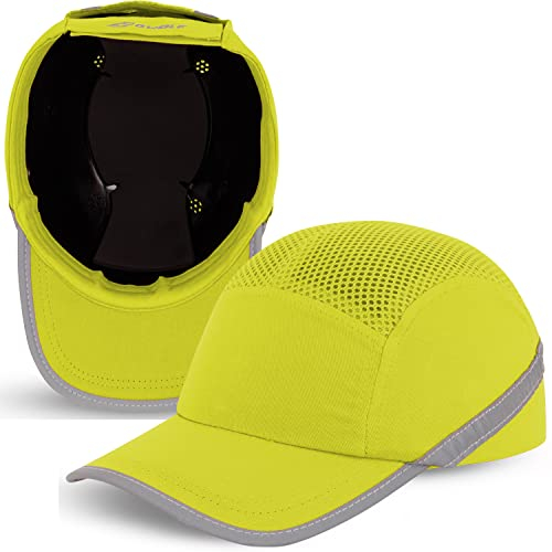 BWOLF TRIVOR Casquette de Securite Casquette Securite Homme Casquette Coque Securite Casquette Rafraichissante ABS en 812 avec Bandes Réfléchissantes, Jaune, Taille Unique