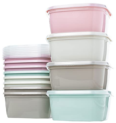 QILZO Lot de 12 Récipients en plastique 1 l Récipients pour aliments sans BPA pour boîtes à repas pour micro-ondes, lave-vaisselle, congélateur, récipients avec couvercle, pas hermétique