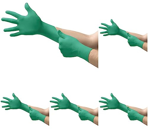 Ansell TouchNTuff 92-600VP Gants Jetables Nitrile Fins et Résistants, Protection Chimique et Mécanique, Industrie Alimentaire, Gant Usage Unique Non Poudré, Sans Latex, Vert, Taille M (100 Gants)
