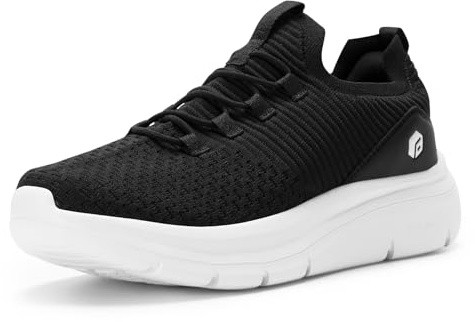 FitVille Scarpe da Ginnastica Uomo Scarpe Sportive Extra Larghe da Camminata Slip-on Jogging Fitness Sneaker Nero 43 EU Larga