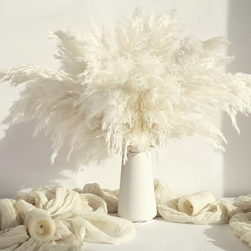 20PCS White Pampas Grass Decor, Natural Dried Pampas Grass Bulk Short Pompas Grass Vase Fillers, Perfect for Wedding Baby Shower Party Farmhouse Boho Home Decor