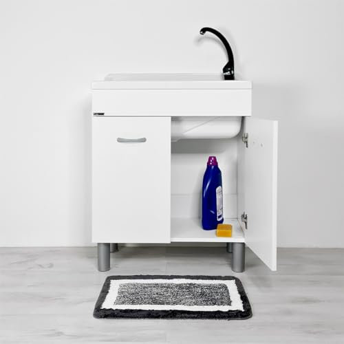 Jo-Bagno.it Mobile lavatoio lavnaderia L 70 P 40 in legno ATHENA con pilozzo e sifone resistente ad acqua e umidità (70 x 40)