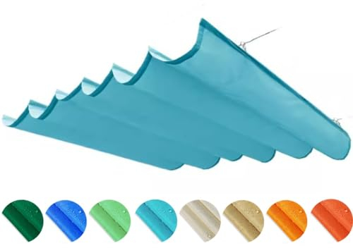 Retractable Wave Sun Shade Sail, Outdoor Pergola Replacement Cover With Mounting Kit, Waterproof Canopy Shade Cover For Sun Room Patio Terrace Garden