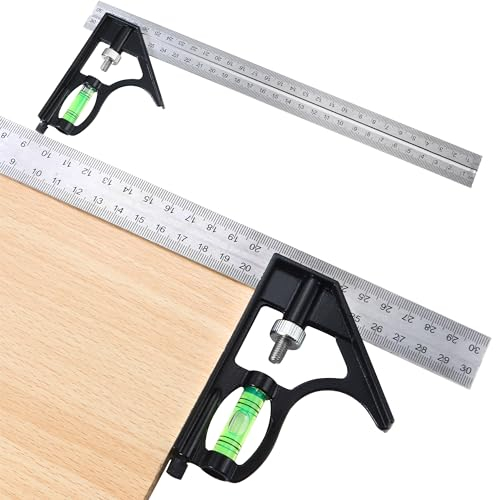 Escuadra Combinada Ajustable Regla de Ángulo de Acero Inoxidable de 300 mm Cuadrado de Combinación 45/90 Grados Escuadra para Herramientas de Carpintero