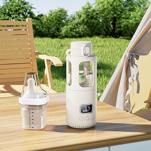 JAOGAUS Flaschenwärmer Baby, 350ML Tragbarer Babykostwärmer mit Digitalem LCD für Reisen, USB-Schnellladung, Intelligente Temperaturregelung für Säuglingsnahrung, Babyflasche fürs Auto
