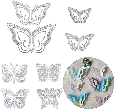 Bofanze 8 Piezas Fjäril Metall Fustel 3D Skärande Schabloner För Scrapbooking