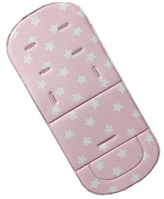 Colchoneta Silla Paseo Universal, Cojin Carro Bebe, Cojín Universal para Cochecito de Bebé, Cojín Lavable para Cochecito de Bebé, Suave y Transpirable, 80 x 34cm,Estrellas Rosas