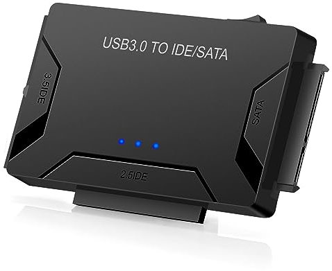 Dragbolin USB 3.0 to IDE/SATA Hard Disk Adapter Converter for 2.5/3.5 SATA/IDE SSD Hard Disks & CD/DVD Drives,Support 6TB,Include USB 3.0 Cable & 4 Pin Power Cord
