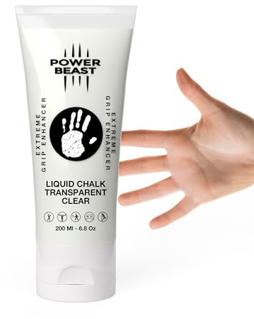 POWER BEAST Magnesie Liquide Transparent, Liquid Chalk, Magnesie Liquide Propre pour la Gymnastique, Escalade, Haltérophilie, Escalade, CrossTrain, Pole Dance, Gaming et Le Fitness (200ML)